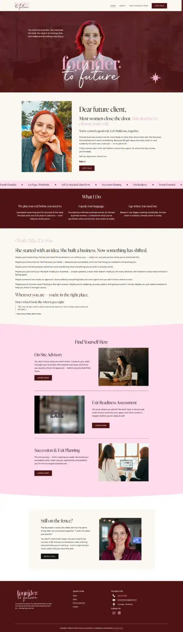 Founder To Future Consulting website