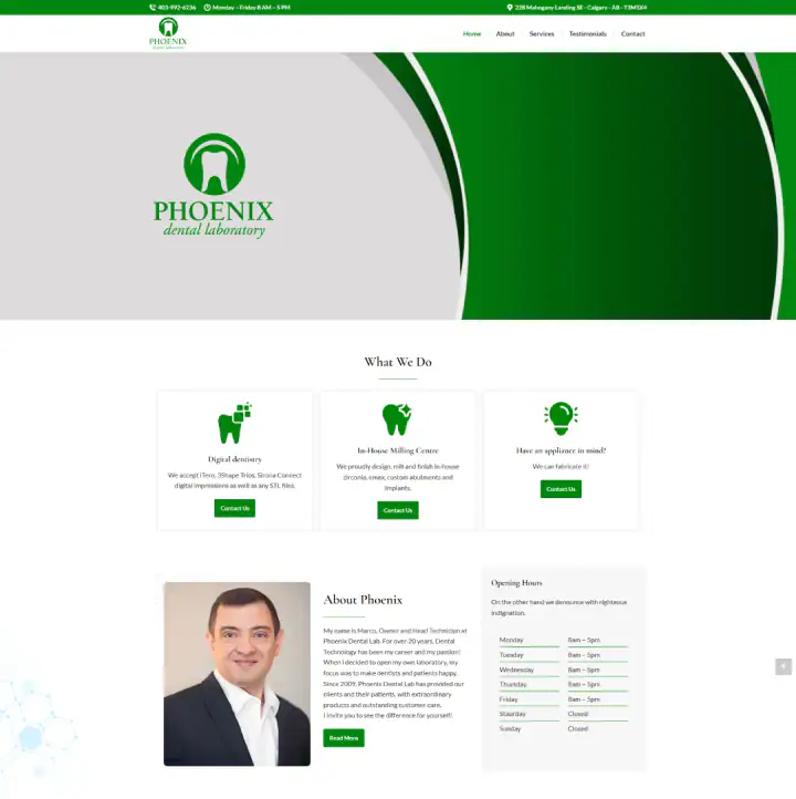 Phoenix Dental Lab website