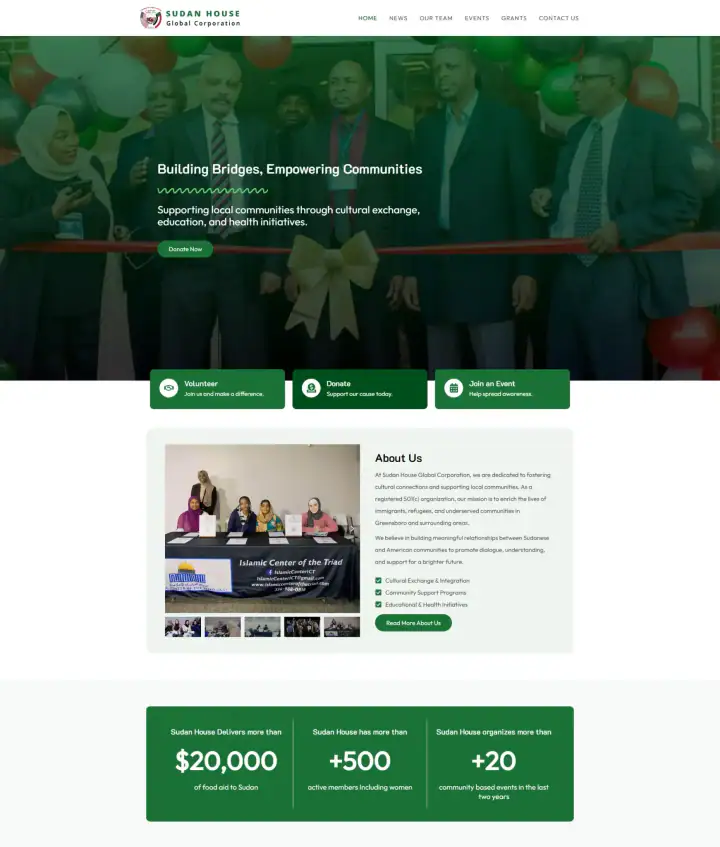 Sudan House website homepage